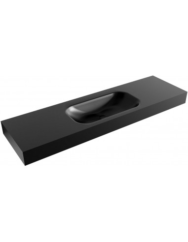 BIG SMALL væghængt håndvask 160 x 46 cm Solid surface - Sort