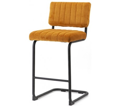 Barstol i velour og metal H93 x B45 cm - Okker