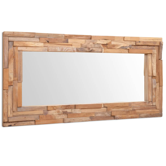 vidaXL dekorativt spejl i teak 120 x 60 cm rektangulært