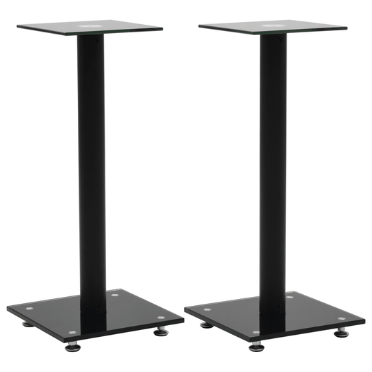 vidaXL højtalerstativer 2 stk. hærdet glas 1 søjledesign sort