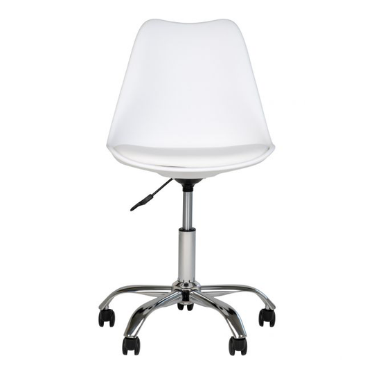 Kontorstol i hvid med chrome ben - 1201002