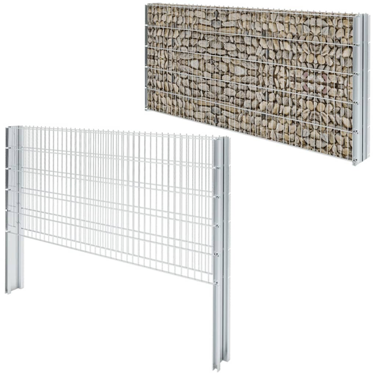vidaXL 2D gabionhegn galvaniseret stål 2,008x1,03 m 2 m sølvfarvet