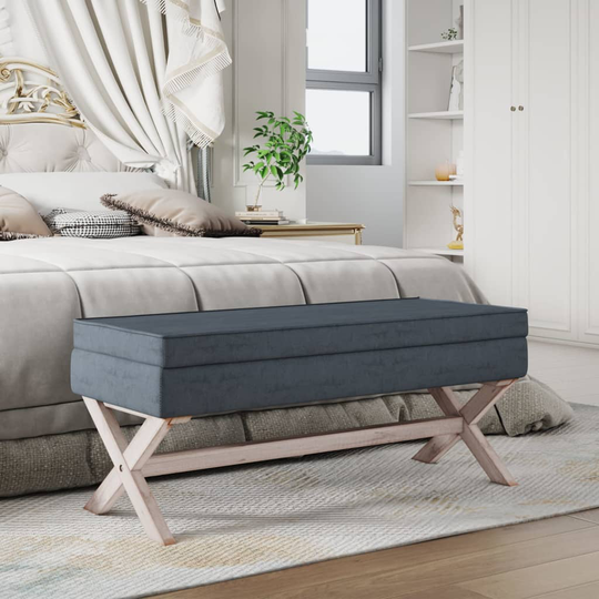 vidaXL opbevaringsskammel 110x45x49 cm velour mørkegrå