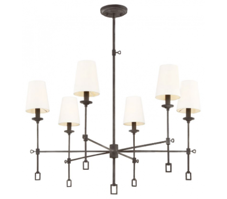 Lorainne 6 Lysekrone Ø81 cm - Oxideret sort/Hvid
