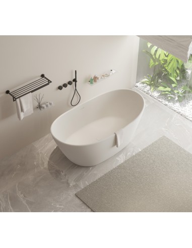 Ideavit Solidseal fritstående badekar 163 x 85 cm Solid surface - Mat hvid
