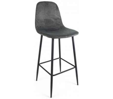 Barstol i velour og metal H103 cm - Sort/Mørkegrå