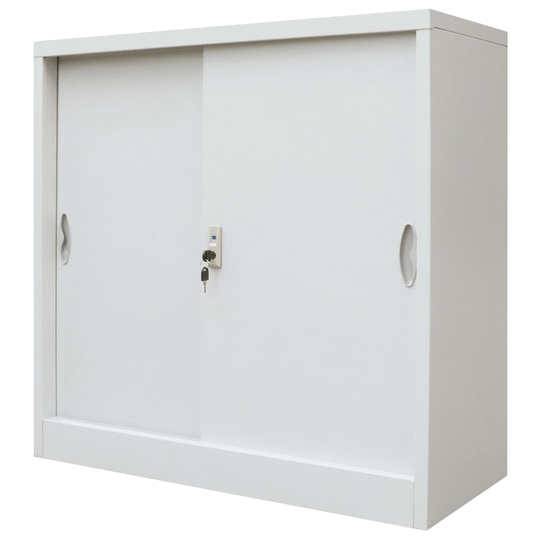 vidaXL kontorskab med glidedøre metal 90 x 40 x 90 cm grå