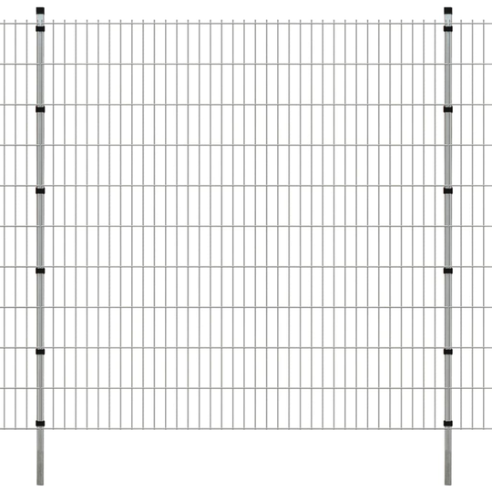 vidaXL 2D Havehegnspaneler & Pæle 2008x2030 mm 6 m Sølv