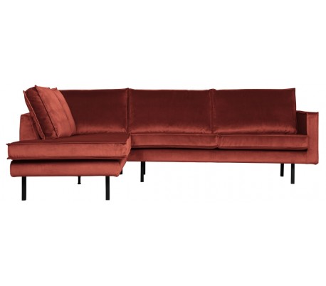 Rodeo Hjørnesofa venstrevendt i velour 266 x 213 cm - Kastanje