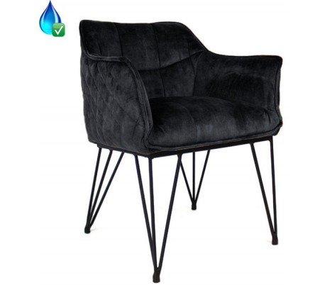 Jayron Spisebordsstol i velour H81 cm - Sort/Antracit