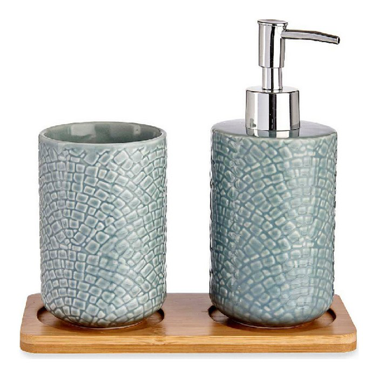 Conjunto de Banho Kvadratov Grå Keramik Bambus (3 pcs)