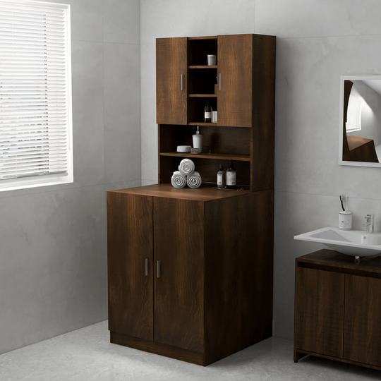 vidaXL vaskemaskineskab 71x71,5x91,5 cm brun egetræsfarve