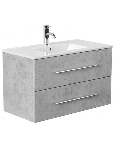 Homeline komplet badmiljø i mdf og mineralsten H54 x B90 cm - Betongrå