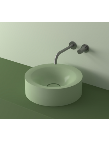 LR7M bordmonteret håndvask Ø38,6 cm solid surface - Svag grøn