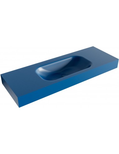 BIG SMALL væghængt håndvask 130 x 46 cm Solid surface - Jeansblå