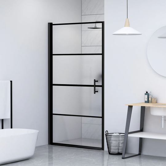 vidaXL brusedør 81x195 cm halvmatteret hærdet glas sort