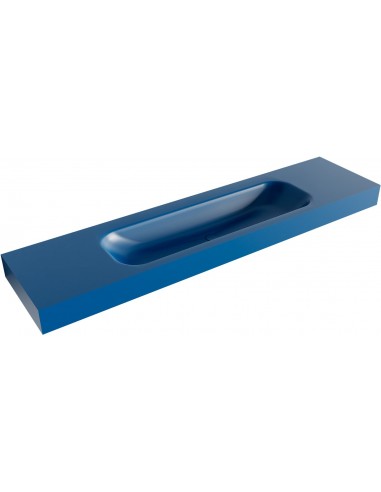 BIG LARGE væghængt håndvask 190 x 46 cm Solid surface - Jeansblå