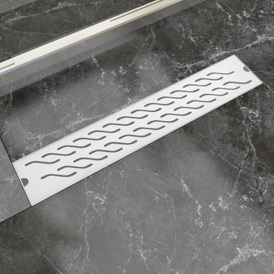 vidaXL Lineært bruseafløb bølgedesign 630x140 mm rustfrit stål