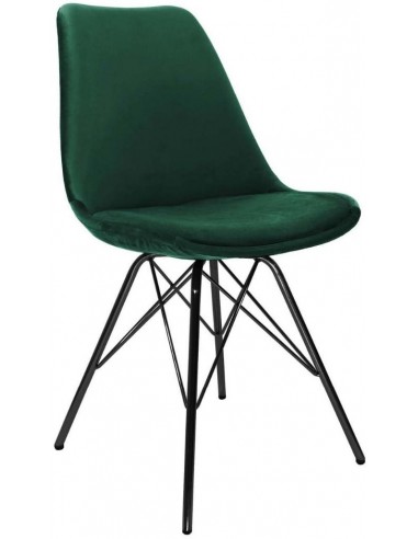 Bucket spisebordsstol i metal og velour H85 cm - Sort/Mørkegrøn