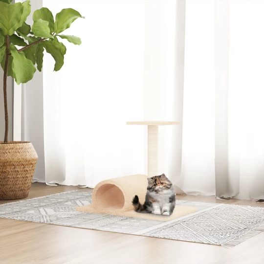 vidaXL kradsetræ med tunnel 60x34,5x50 cm cremefarvet