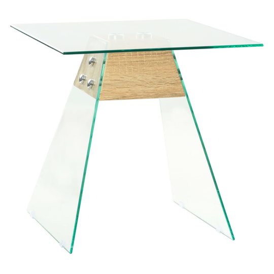 vidaXL sidebord MDF og glas 45 x 45 x 45 cm egetræsfarve