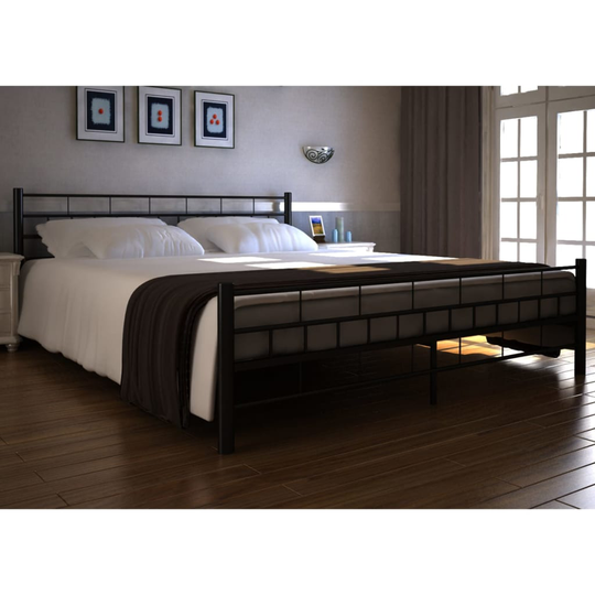 vidaXL seng med madras i memoryskum sort metal 180 x 200 cm
