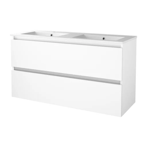 Sanibell Basicline møbelpakke 120x46 cm, dobbeltvask, hvid højglans