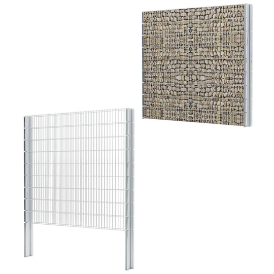 vidaXL 2D gabionhegn galvaniseret stål 2,008x1,83 m 12 m sølvfarvet