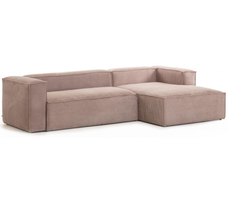 Blok højrevendt chaiselong sofa i velour ripcurl 300 x 174 cm - Pink