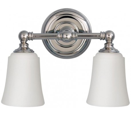 Huguenot Lake Badeværelseslampe i stål og glas B33 cm 2 x G9 LED - Poleret krom/Hvid