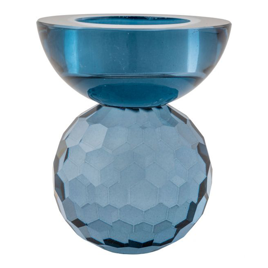 Lysestage i blå glas - 4561035