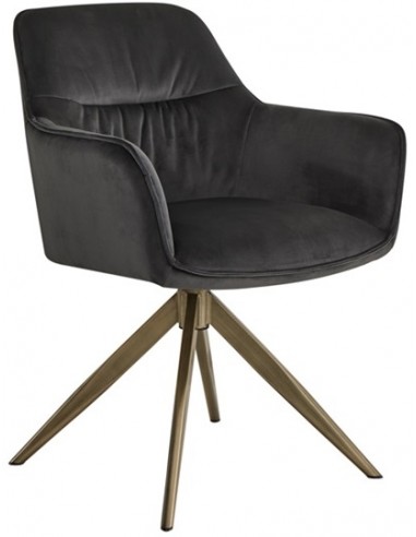 Aline rotérbar spisebordsstol i velour H83,5 cm - Børstet messing/Antracit