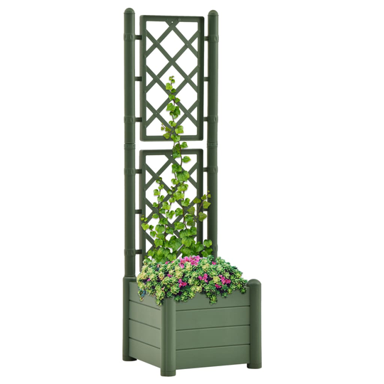 vidaXL plantekasse med espalier 43x43x142 cm PP grøn