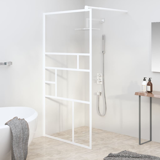 vidaXL brusevæg 115x195 cm sikkerhedsglas hvid