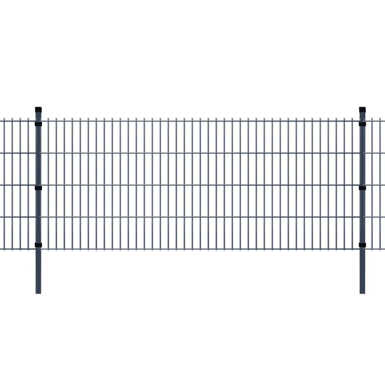 vidaXL 2D paneler og pæle til havehegn, 2.008x1.430 mm, 32 m, grå