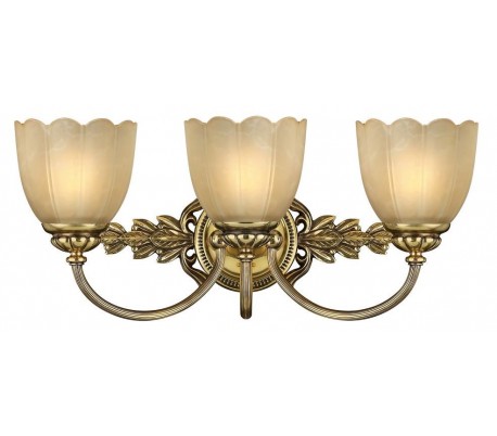 Isabella Badeværelseslampe i messing og glas B54 cm 3 x G9 LED - Antik messing/Rav