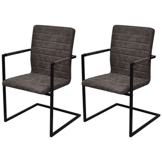 vidaXL spisebordsstole med cantilever 2 stk. kunstlæder brun