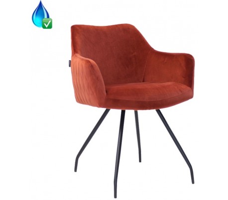 Nelly Spisebordsstol i velour H81,5 cm - Sort/Kobber