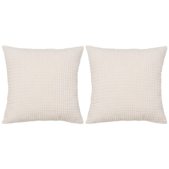 vidaXL pudesæt 2 stk. velour 45 x 45 cm råhvid