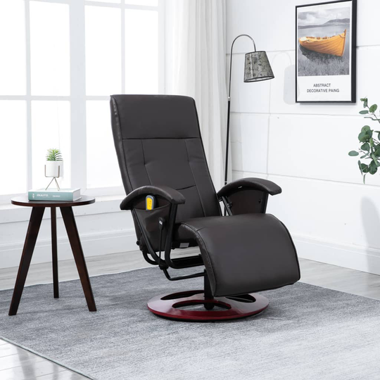vidaXL massagestol brun kunstlæder