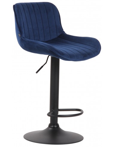 Barstol i metal og velour H86 - 108 cm - Sort/Blå