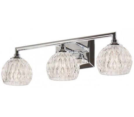 Serena Badeværelseslampe i stål og glas B51 cm 3 x G9 LED - Poleret krom/Hvid