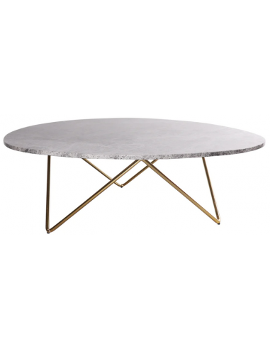 Richard sofabord i metal og marmor H40 x B121 x D100 cm - Guld/Grå marmor