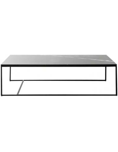 Will sofabord i metal og marmor H40 x B140 x D80 cm - Sort/Sort marmor