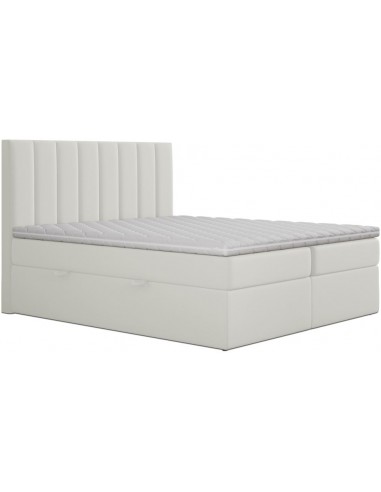 Saint Tropez kontinentalseng med opbevaring og sengegavl 200 x 200 cm med 7 komfortzoner - Cremehvid