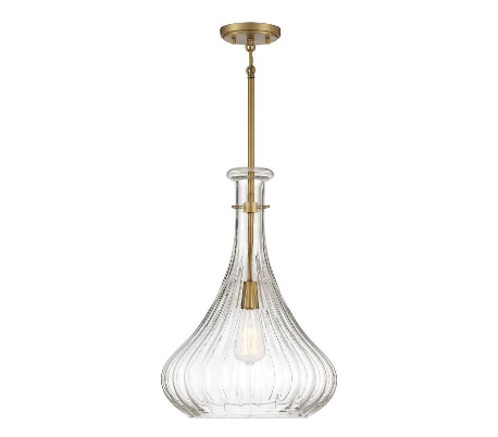 Bristo 1 Loftlampe Ø36 cm - Varm messing/Klar rillet
