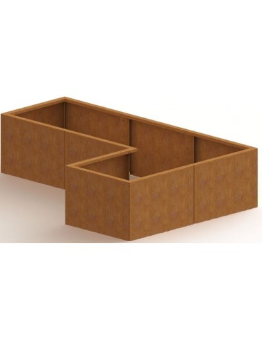Kansas højbed uden bund H60 x B180 x D60/120 cm i corten stål
