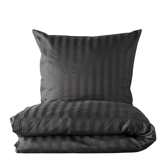 SINNERUP Stripe sengetøj (MØRK GRÅ, 140X220 (ekstra længde))