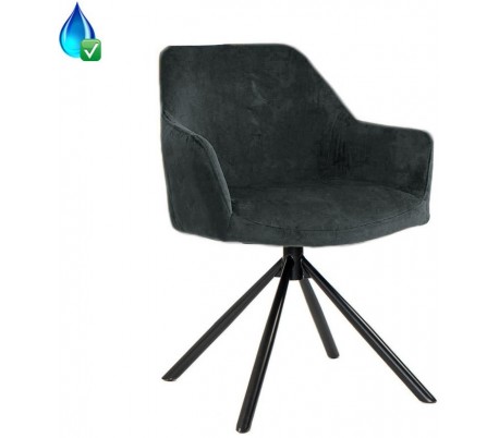 Davie rotérbar Spisebordsstol i velour H85 cm - Sort/Antracit