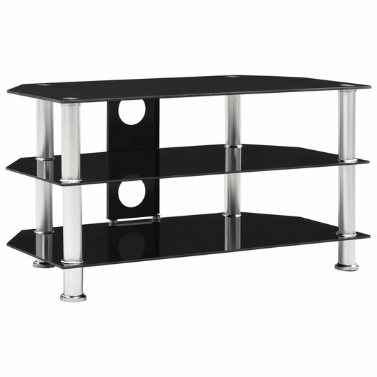 vidaXL tv-skab 75x40x40 cm hærdet glas sort